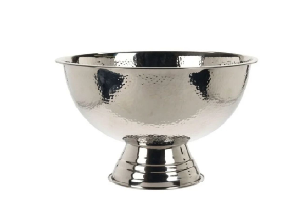 vasque à champagne martelée en inox argenté 39 cm en location