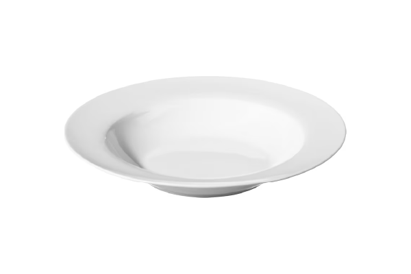 assiette creuse en porcelaine blanche en location à Toulon